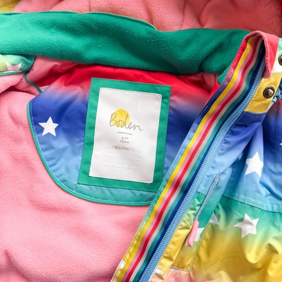 Kids BODEN Magical Rainbow Star Winter Hood Winter Snow Ski Coat Size 6-7 Years - Picture 9 of 12